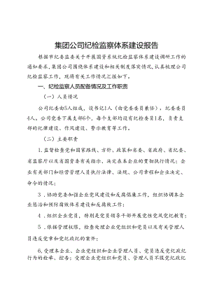 集团公司纪检监察体系建设报告.docx