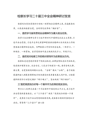 检察长学习二十届三中全会精神研讨发言.docx