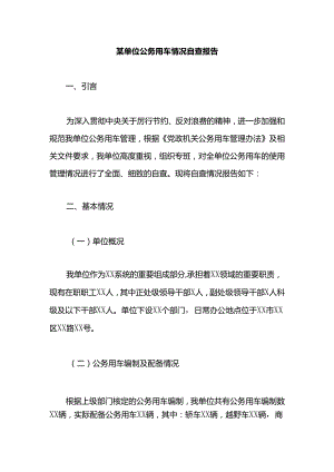 某单位公务用车情况自查报告.docx