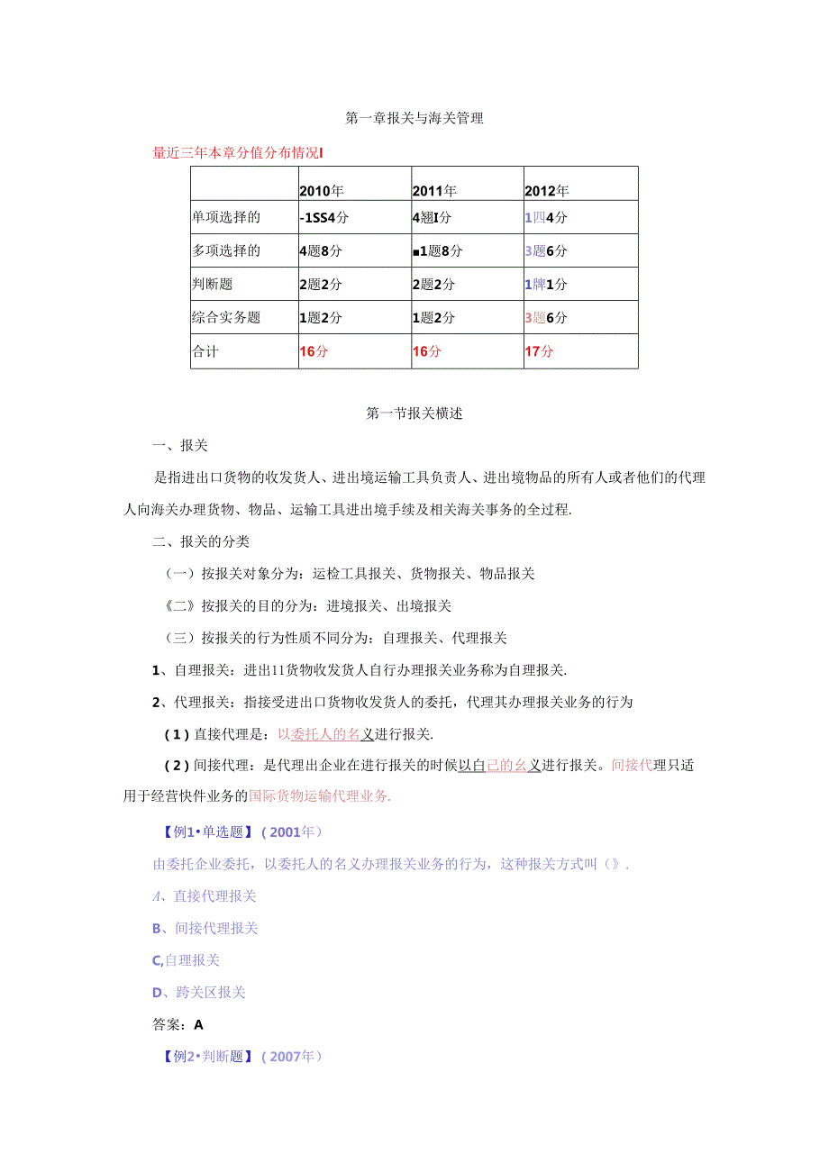 报关与海关管理知识点梳理汇总.docx_第1页