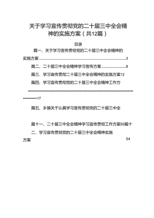 （12篇）关于学习宣传贯彻党的二十届三中全会精神的实施方案（详细版）.docx