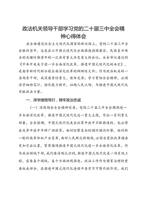 政法机关领导干部学习党的二十届三中全会精神心得体会.docx