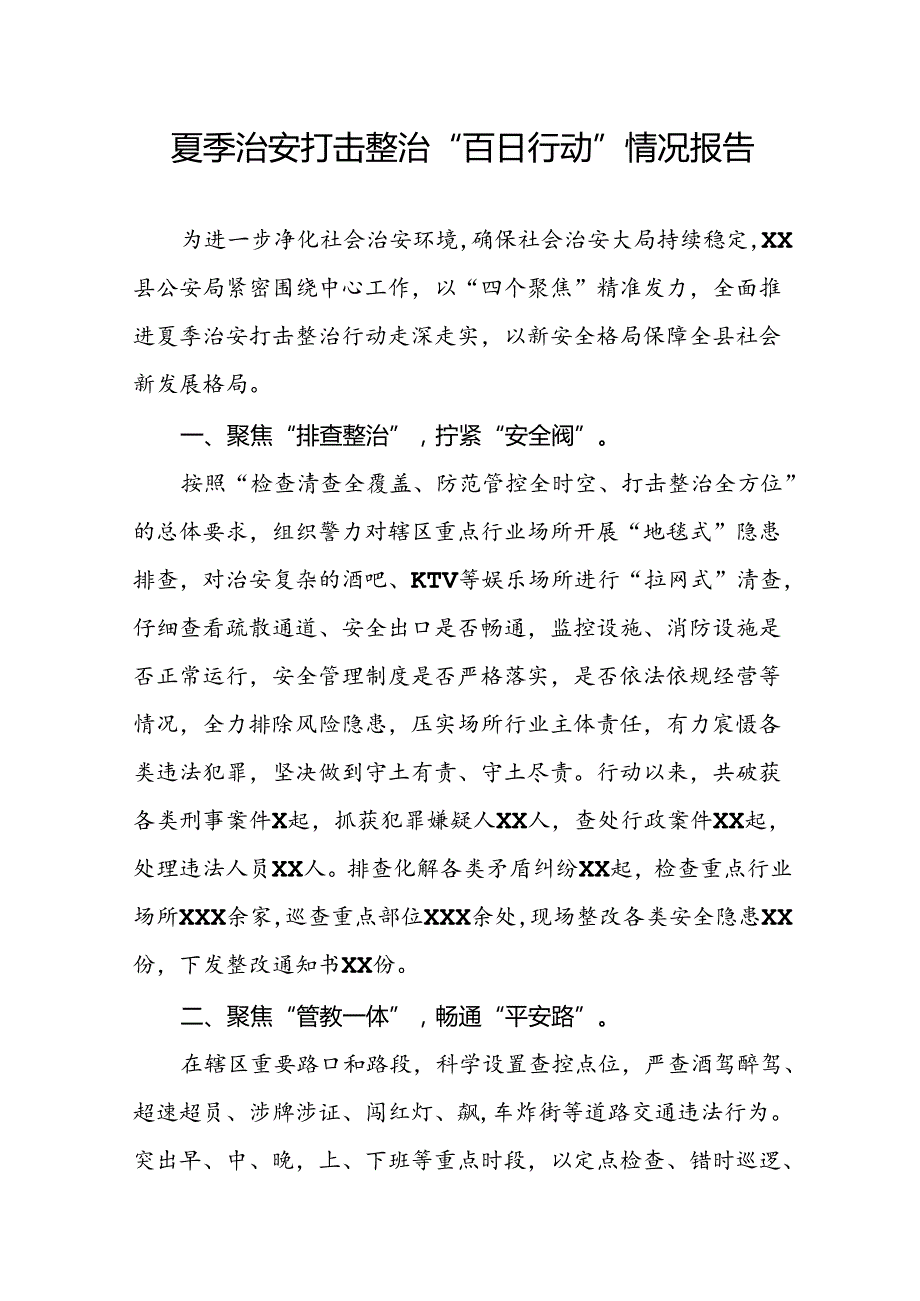 派出所2024年夏季治安打击整治行动总结报告6篇.docx_第1页