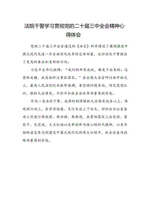 法院干警学习贯彻党的二十届三中全会精神心得体会范本 .docx