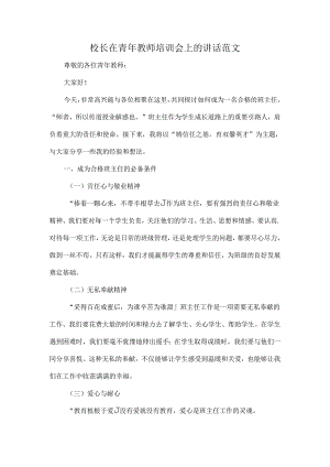 校长在青年教师培训会上的讲话范文.docx