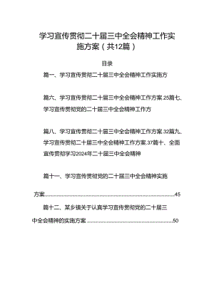 （12篇）学习宣传贯彻二十届三中全会精神工作实施方案专题资料.docx