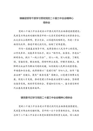 镇基层领导干部学习贯彻党的二十届三中全会精神心得体会8篇（精选版）.docx