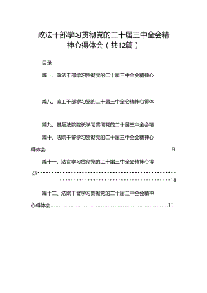 政法干部学习贯彻党的二十届三中全会精神心得体会（共12篇）.docx