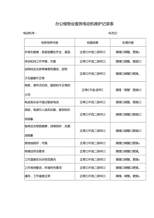 办公楼物业服务电动机维护记录表.docx