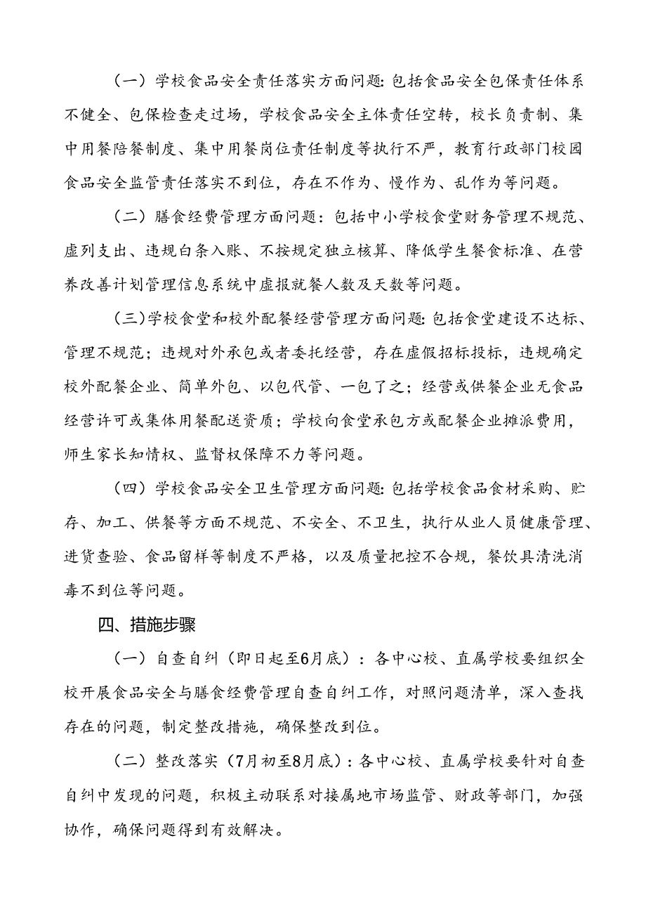 中小学2024年校园食品安全与膳食经费管理突出问题专项整治工作方案(9篇).docx_第2页