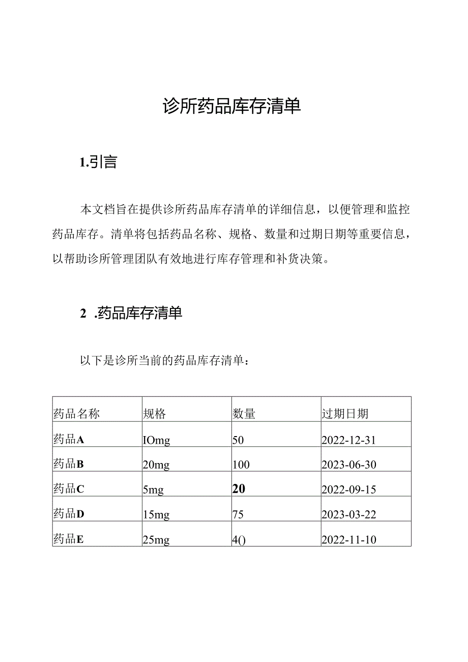 诊所药品库存清单.docx_第1页