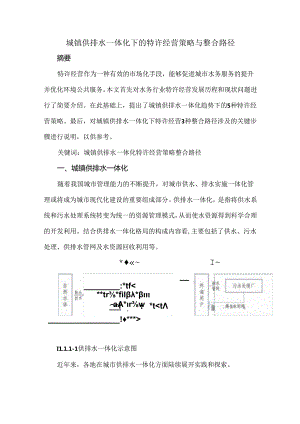 城镇供排水一体化下的特许经营策略与整合路径.docx