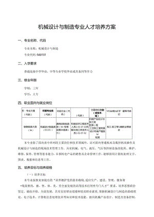 职业技术学院机械设计与制造人才培养方案.docx