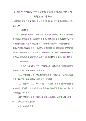 巩固拓展脱贫攻坚成果同乡村振兴有效衔接考核评估反馈问题整改工作方案.docx