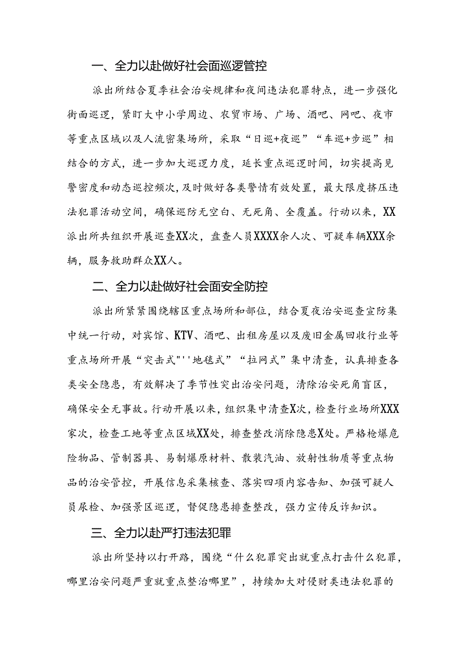 九篇2024年公安局开展夏季治安打击整治行动工作总结.docx_第3页