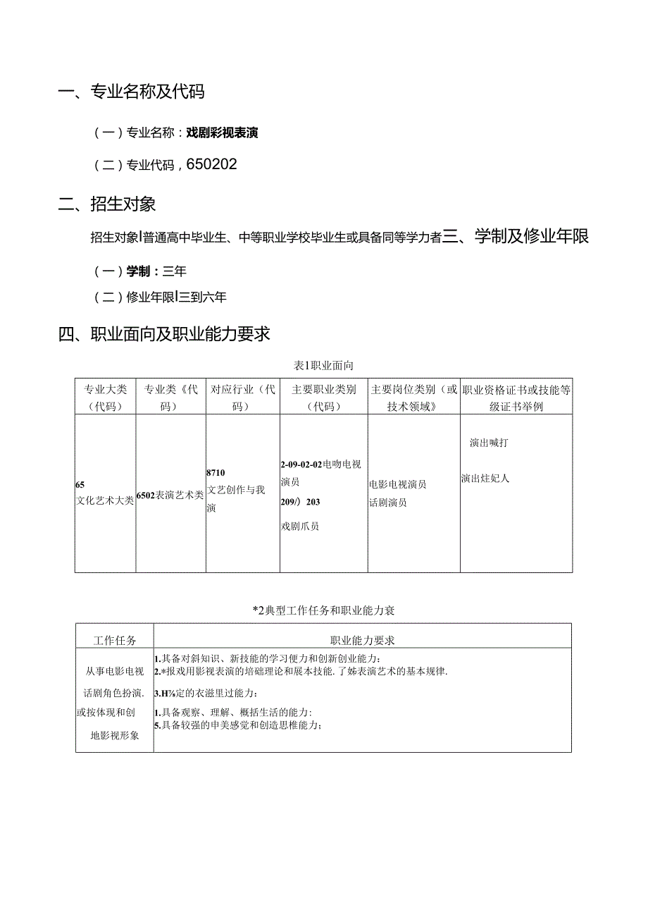 职业技术学校戏剧影视表演专业人才培养方案.docx_第2页