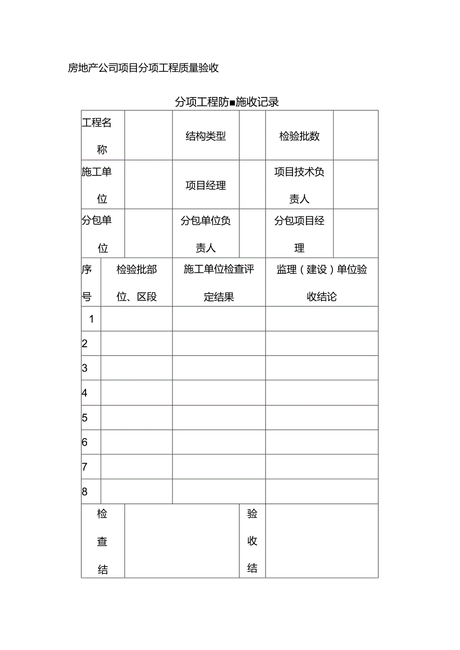 房地产公司项目分项工程质量验收.docx