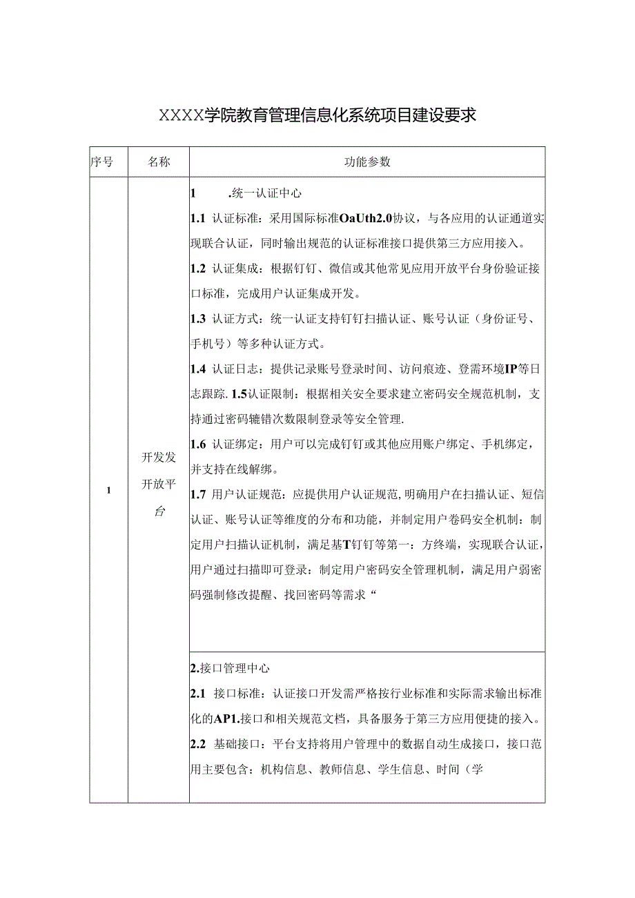 XXXX学院教育管理信息化系统项目建设要求.docx_第1页