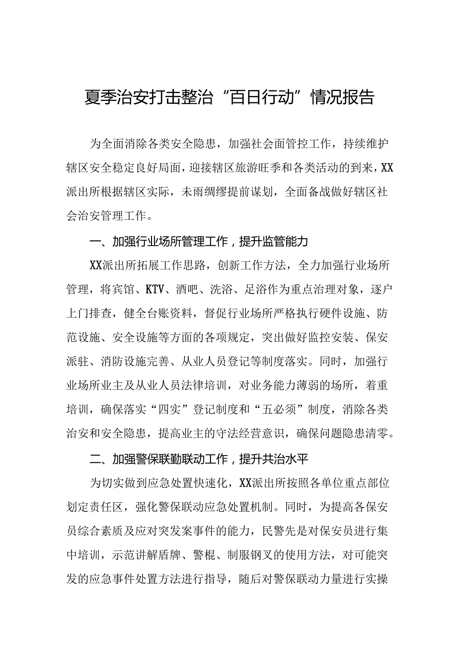 派出所2024年夏季治安打击整治行动总结报告17篇.docx