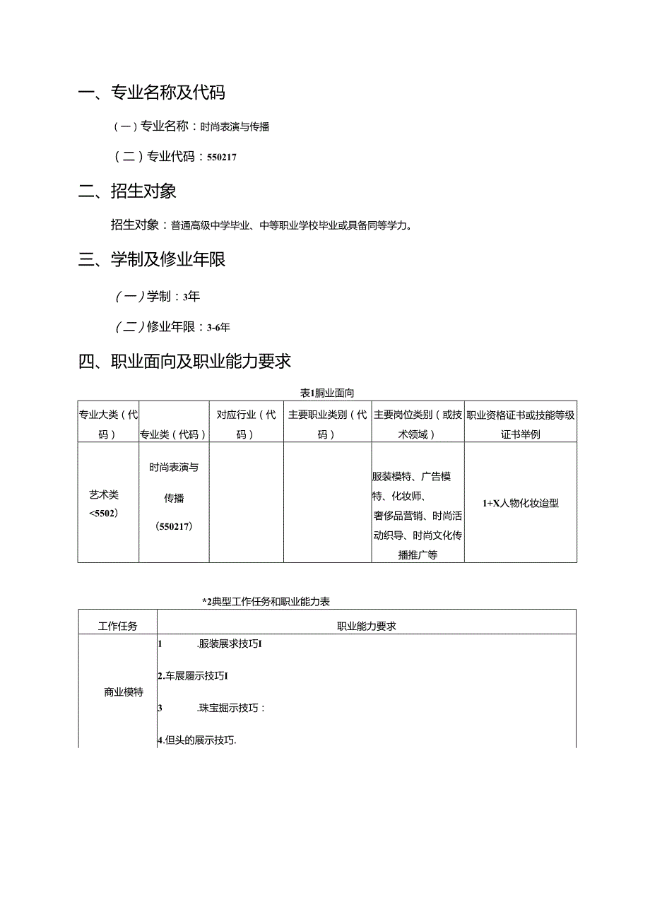 职业技术学校时尚表演与传播专业人才培养方案.docx_第2页