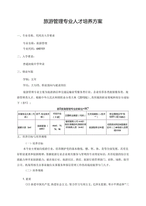 职业技术学院旅游管理专业人才培养方案.docx