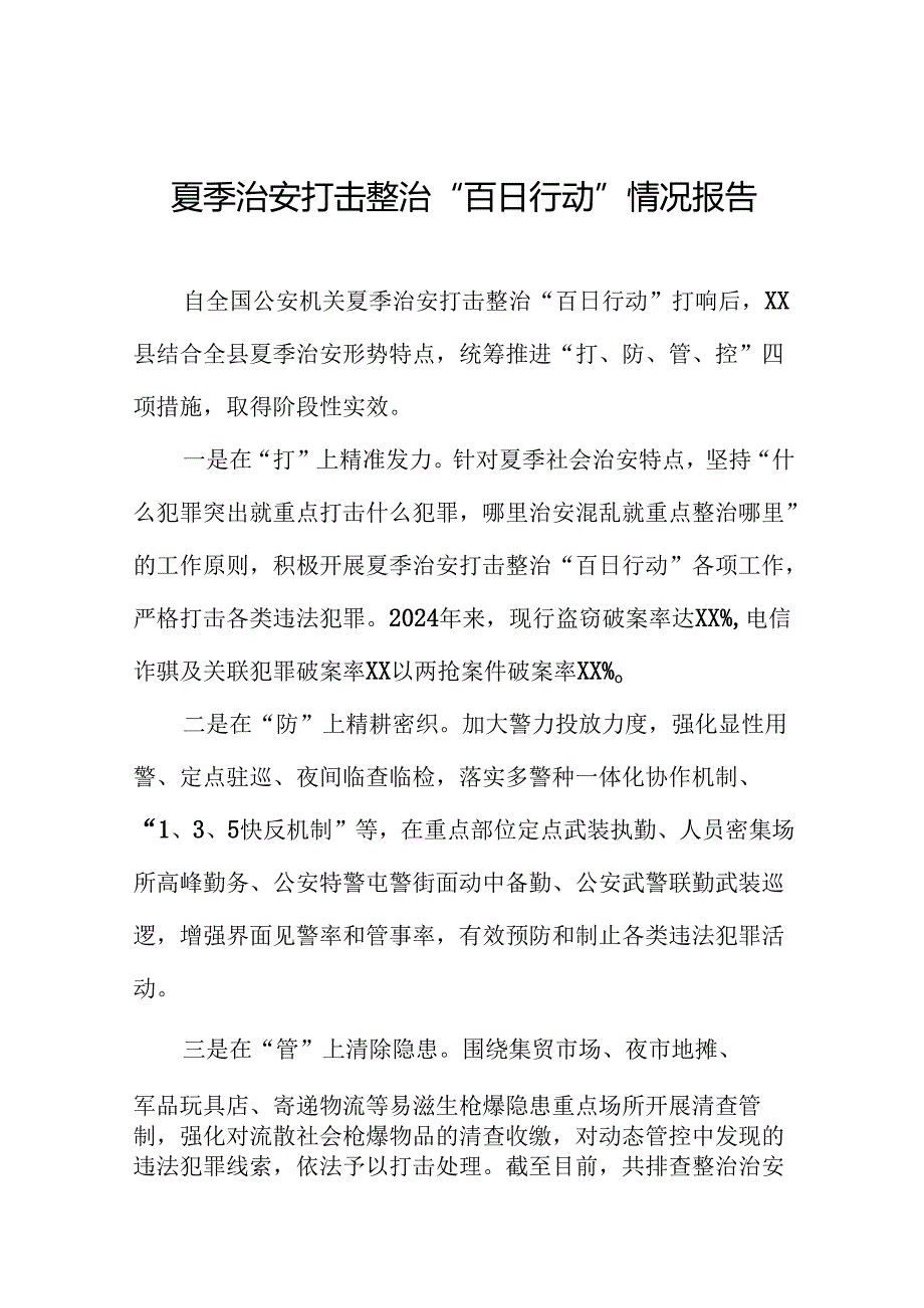 公安夏季治安打击整治“百日行动”进展情况汇报(13篇).docx_第1页