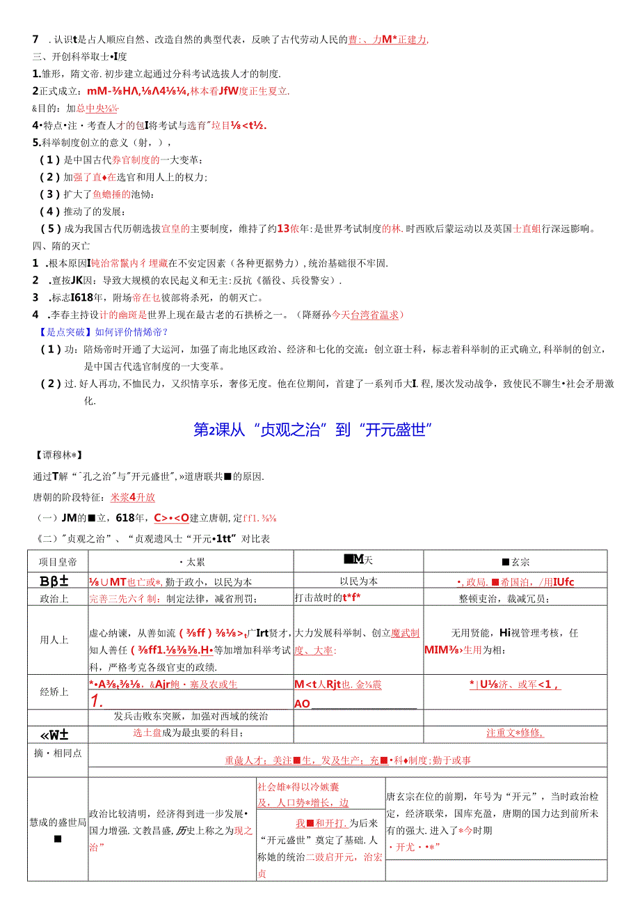 七年级下册第一单元复习：隋唐时期：繁荣与开放的时代（原卷版）.docx_第2页