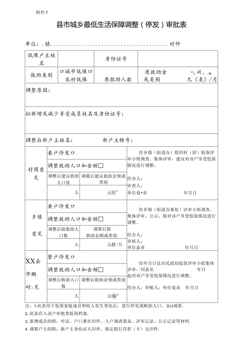 低保动态调整审批表（附件7档案内）.docx_第1页