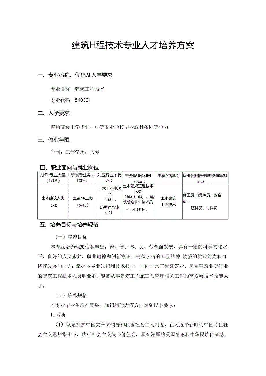 职业技术学院建筑工程技术专业人才培养方案.docx_第2页