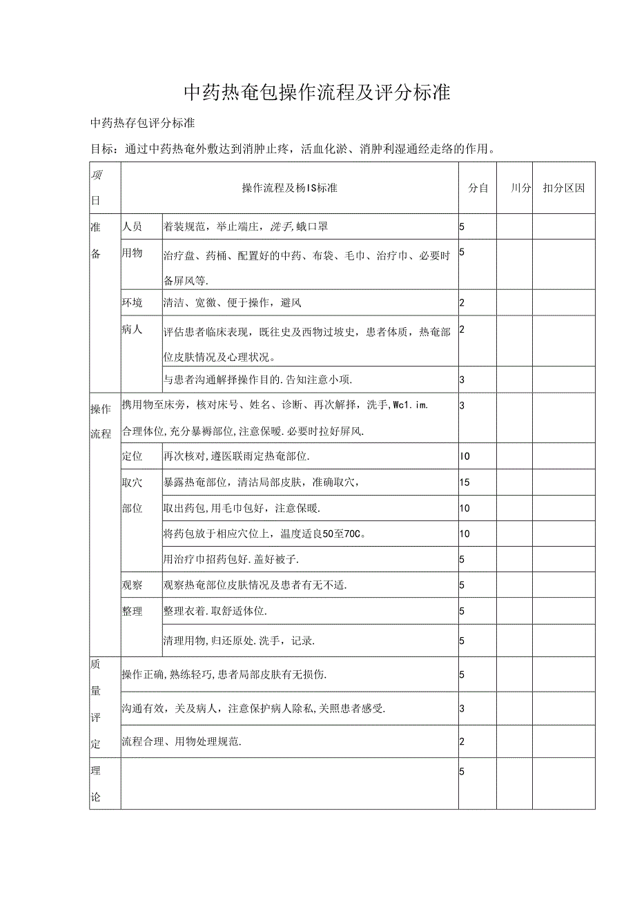 中药热奄包操作流程及评分标准.docx_第1页