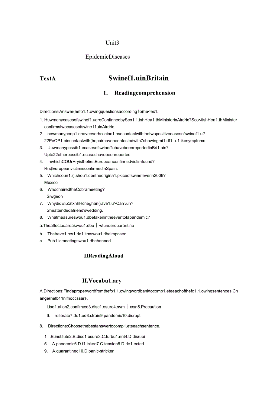 keys to UNIT 3 Swine flu in Britain.docx_第1页