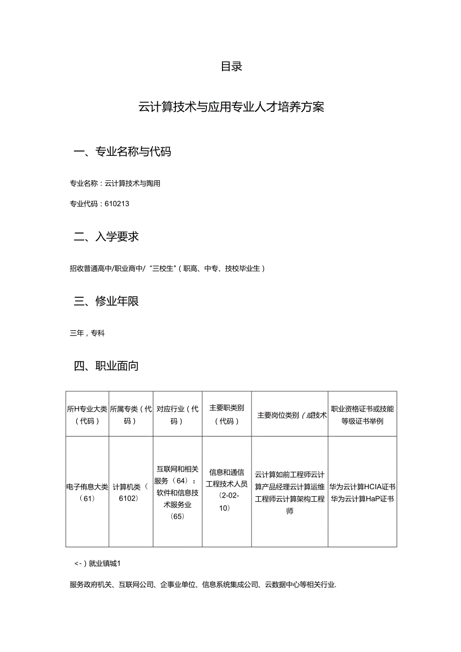 职业技术学院高职云计算技术与应用专业人才培养方案.docx_第2页