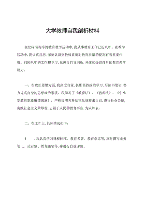 大学教师自我剖析材料.docx