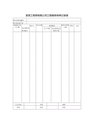 某某工程局有限公司工程维修保养记录表.docx