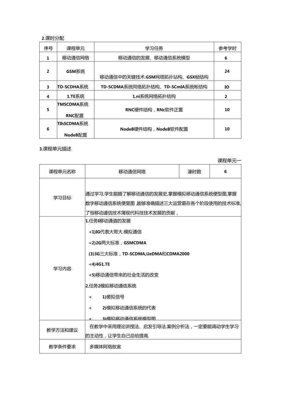 职业学院现代移动通信技术专业移动通信技术核心课课程标准.docx_第3页