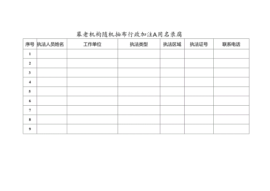 养老机构随机抽查行政执法人员名录库1-1-1.docx_第1页