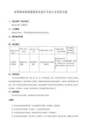 高等职业院校建筑室内设计专业人才培养方案.docx