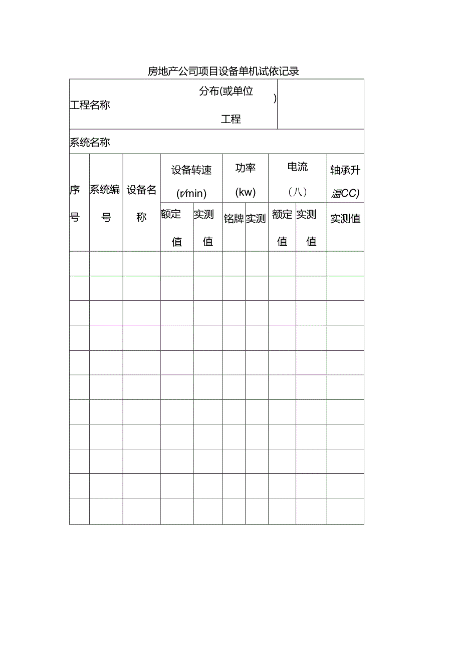 房地产公司项目设备单机试验记录.docx