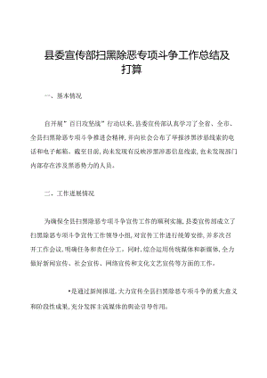 县委宣传部扫黑除恶专项斗争工作总结及打算.docx