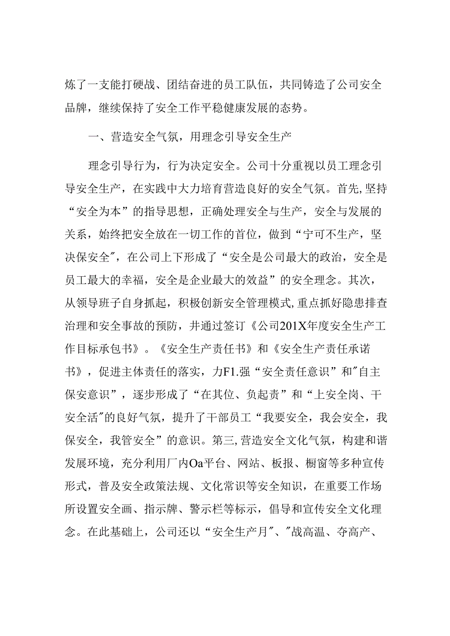 【发言材料】XX公司安全生产工作经验交流材料.docx_第2页