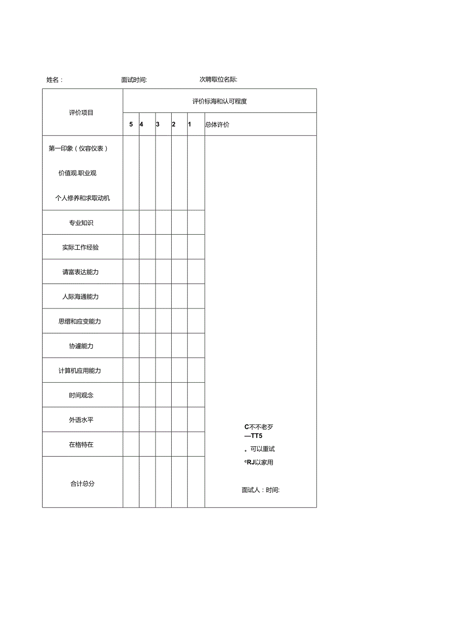 面试评价量表.docx_第1页