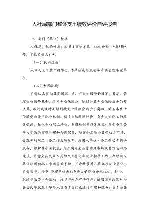 人社局部门整体支出绩效评价自评报告（最新分享）.docx