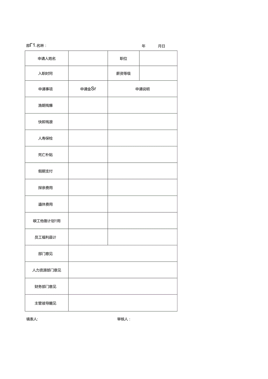 企业员工福利金申请表.docx_第1页