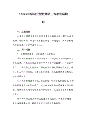 中学研究型教师队伍专项发展规划.docx