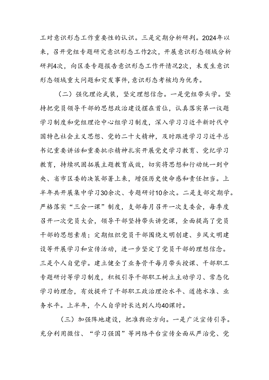 2024年开展上半年党支部意识形态情况工作报告 合计8份.docx_第2页