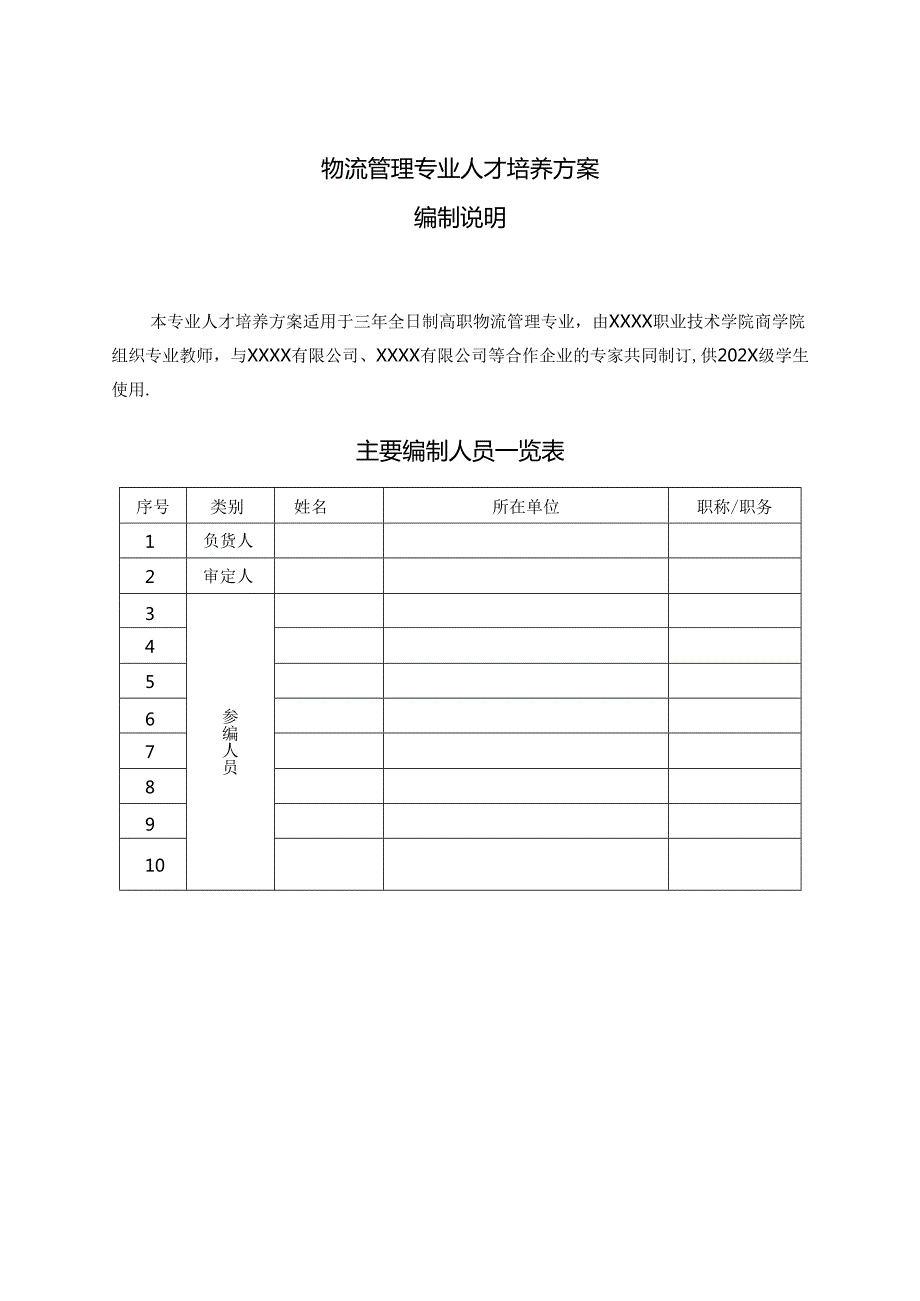 职业技术学院物流管理人才培养方案（三年制）.docx_第1页