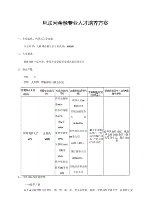 职业技术学院互联网金融人才培养方案（三年制）.docx