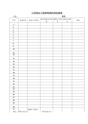 小区物业工程部电梯机房巡查表.docx