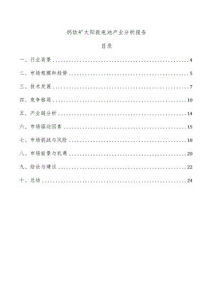 钙钛矿太阳能电池产业分析报告.docx