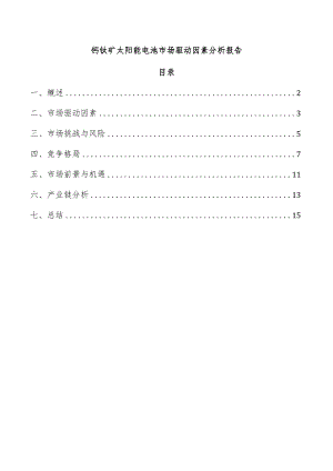 钙钛矿太阳能电池市场驱动因素分析报告.docx